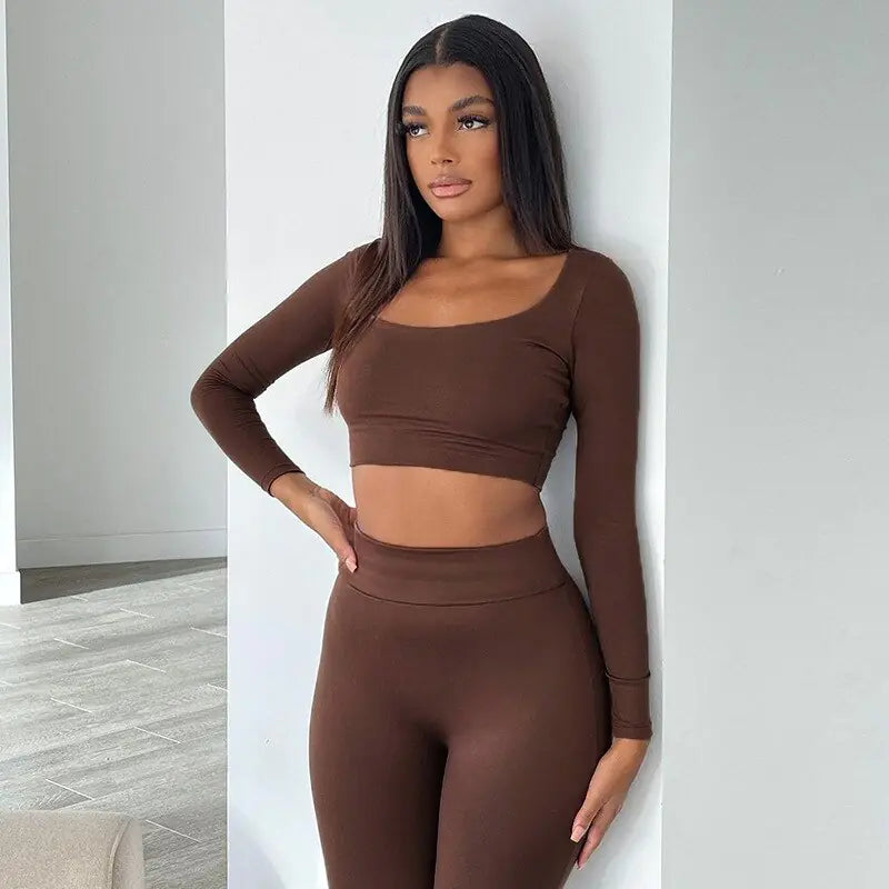 Long Sleeve Crop Top Legging Set