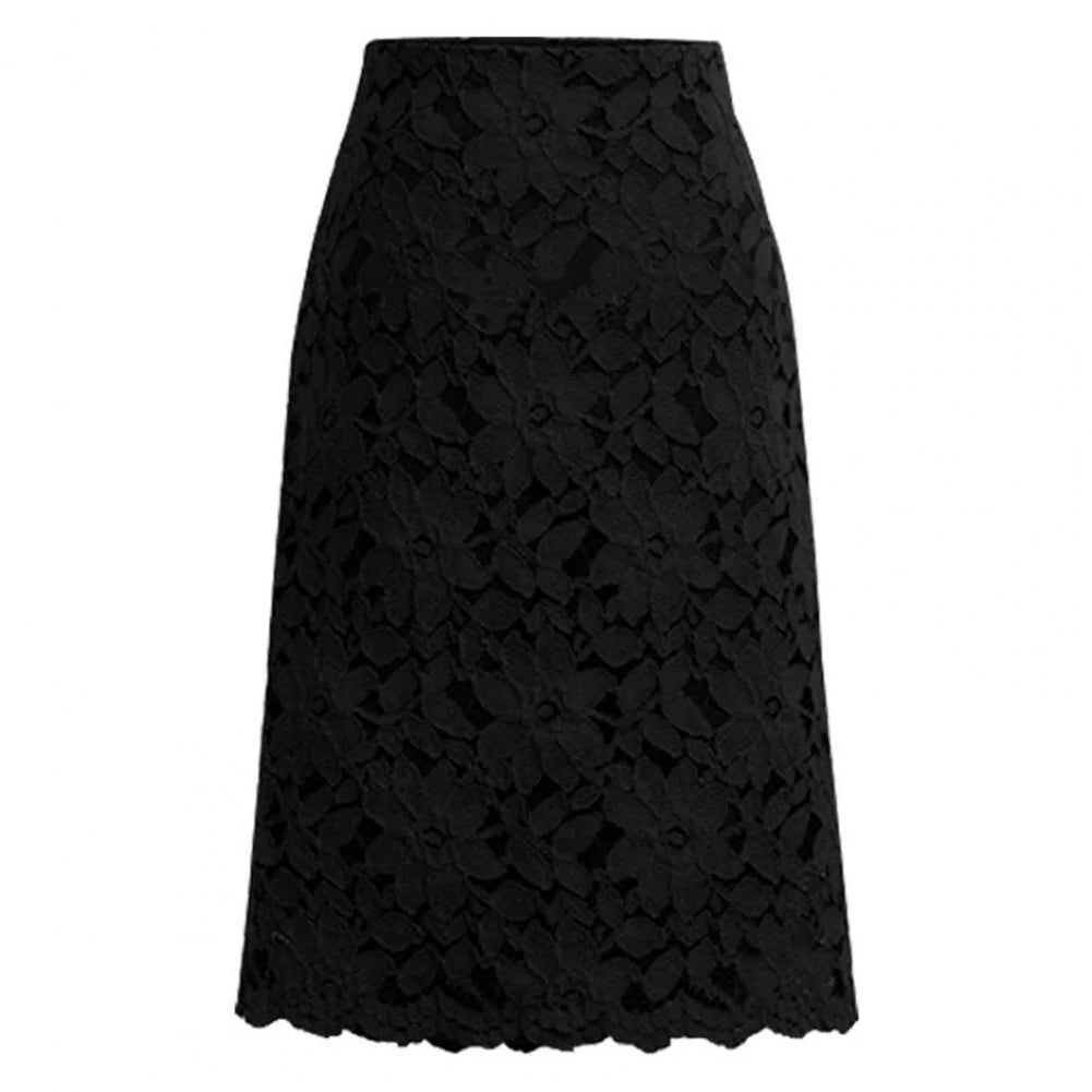 Lace Overlay Midi Skirt