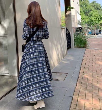 Long Sleeve Plaid Shirt Dress