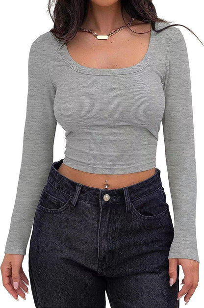 Long Sleeve Square Scoop Neck T-shirt