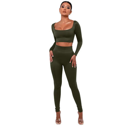 Long Sleeve Crop Top Legging Set