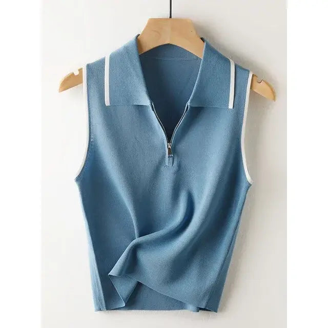 Minimalist Knit Sleeveless T-Shirt