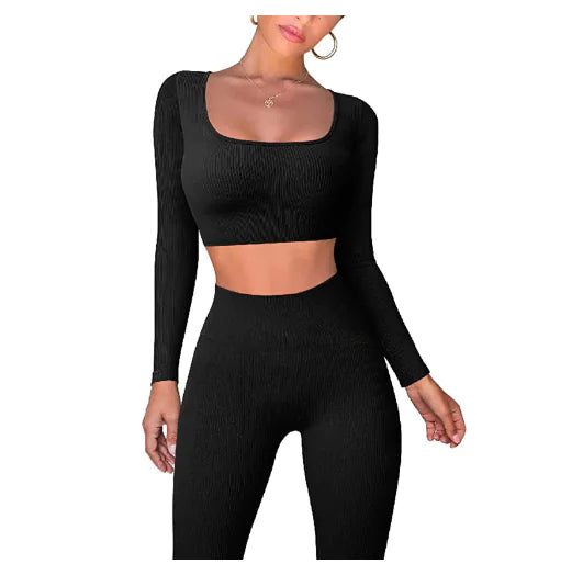 Long Sleeve Crop Top Legging Set