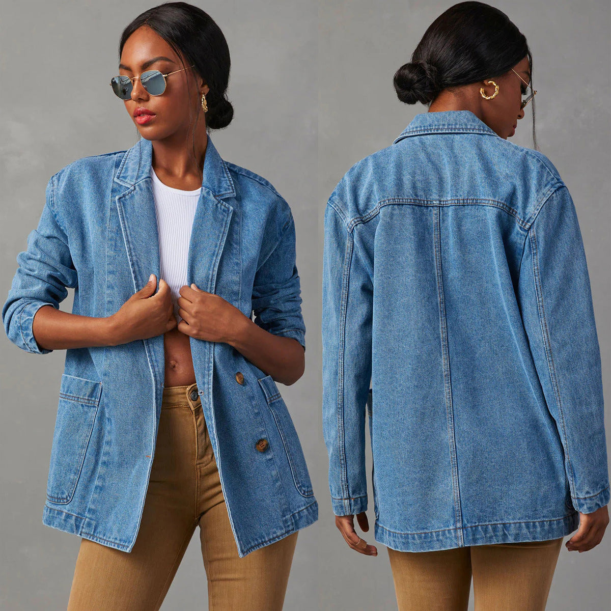 Washed Blue Denim Women's Jacket