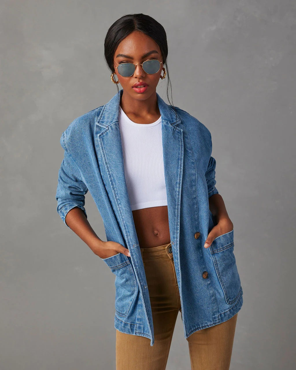 Washed Blue Denim Women's Jacket