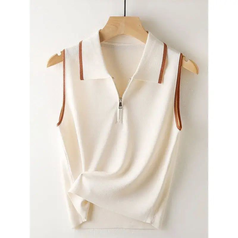 Minimalist Knit Sleeveless T-Shirt