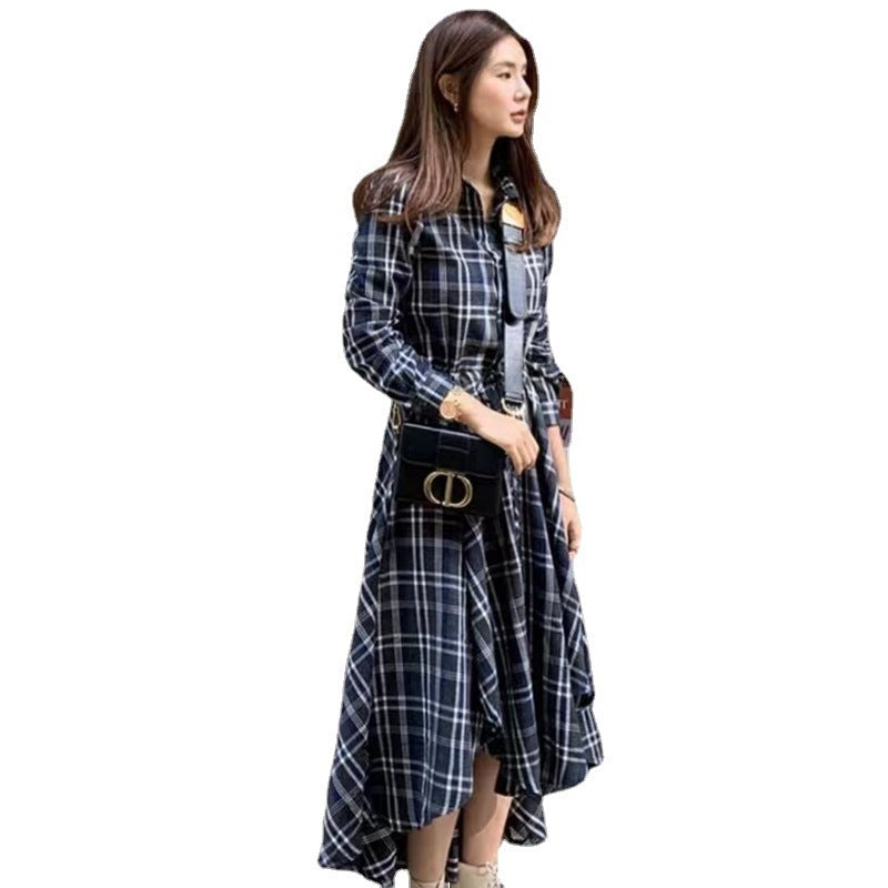 Long Sleeve Plaid Shirt Dress