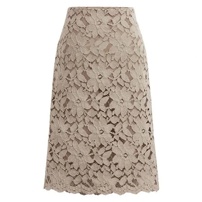 Lace Overlay Midi Skirt