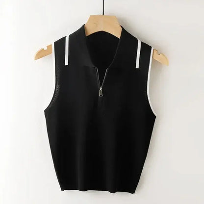 Minimalist Knit Sleeveless T-Shirt