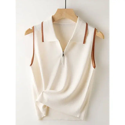 Minimalist Knit Sleeveless T-Shirt