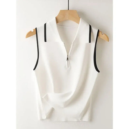 Minimalist Knit Sleeveless T-Shirt