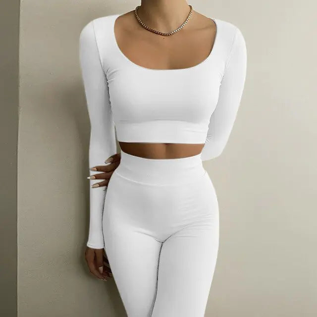 Long Sleeve Crop Top Legging Set