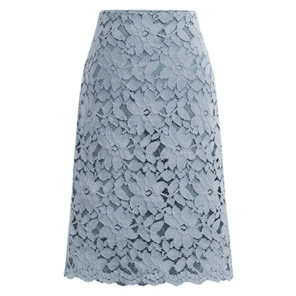 Lace Overlay Midi Skirt