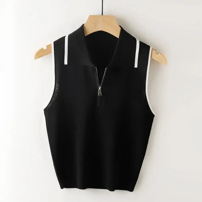 Minimalist Knit Sleeveless T-Shirt