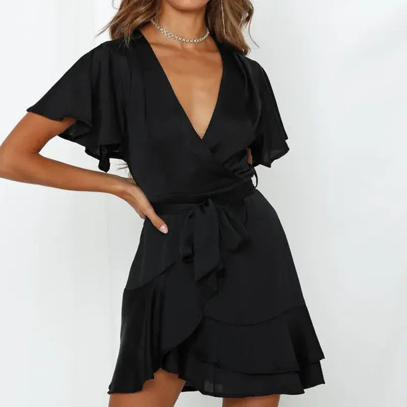 V-Neck Ruffle Dress